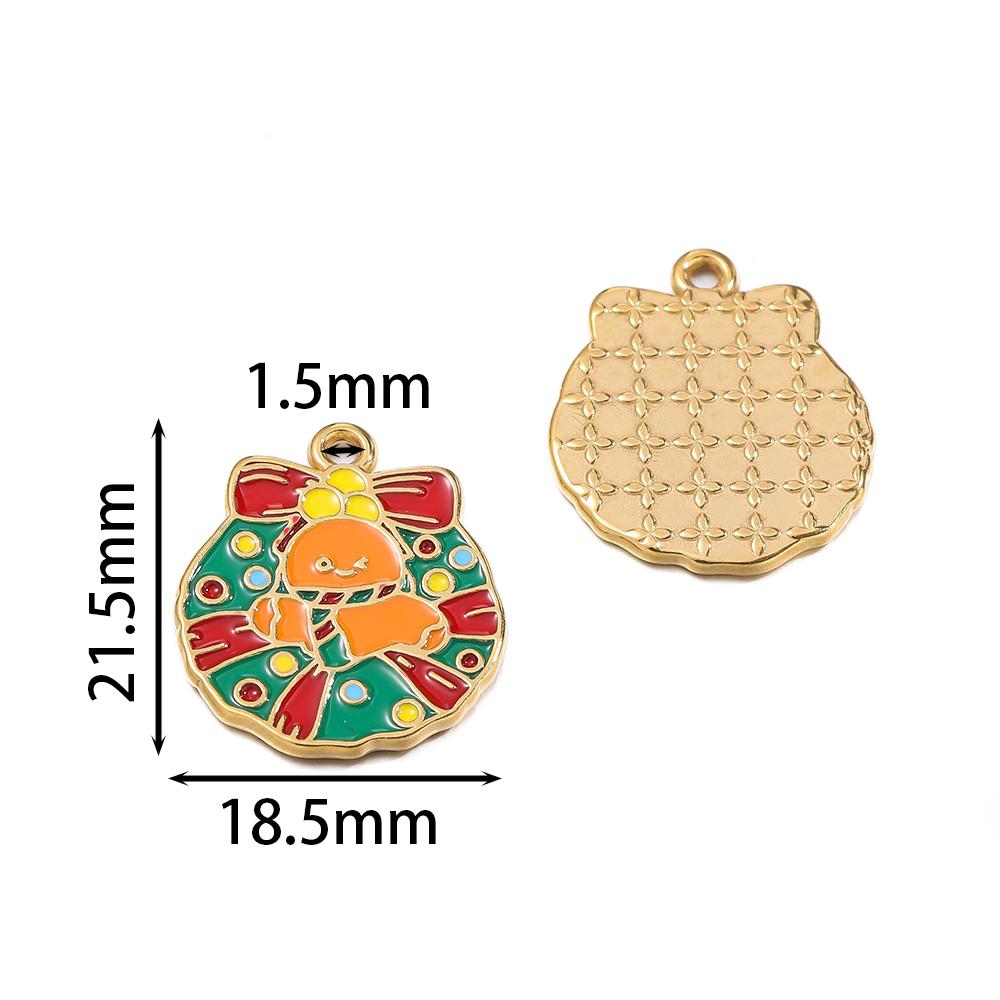 1pcs Stainless Steel Christmas Charms Gold Color Santa Claus Christmas Tree Enamel Pendants For DIY Earrings Necklaces Making