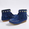 Women's Boots Short Boots Autumn and Winter New Versatile Large Size Flat-bottomed Tassel Boots