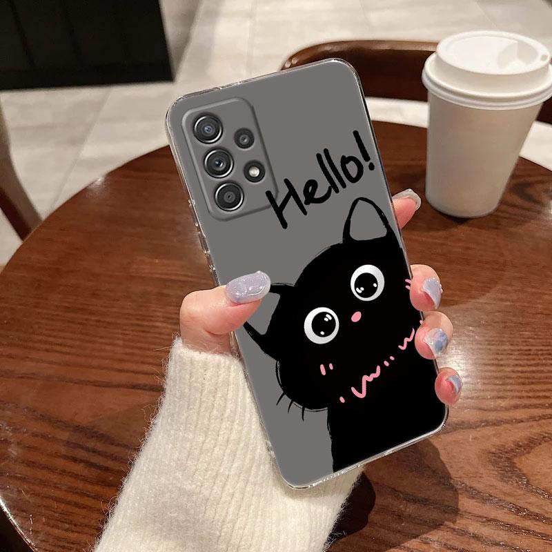 Schwarze Katzen Süße Katze Transparente Weiche Handyhülle Für Samsung Galaxy A56 A57 A37 A55 A54 A36 A35 A26 A25 A16 A17 A07 A52 A73 A21s Hülle