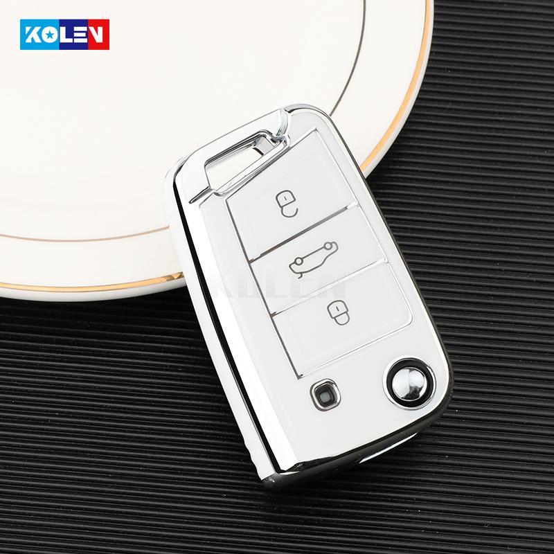 TPU Auto Flip Schlüssel Fall Abdeckung Shell Für VW Volkswagen Golf 7 MK7 Tiguan MK2 Für Seat Ateca Leon FR 2 Ibiza Skoda Octavia Keyless