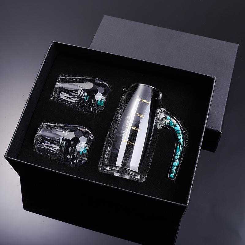 2pcs/set  Gold Foil Small Wine Glass Wine Dispenser Baijiu Commercial High-end Crystal Reinforced Glass Foreign Wine Set Sober