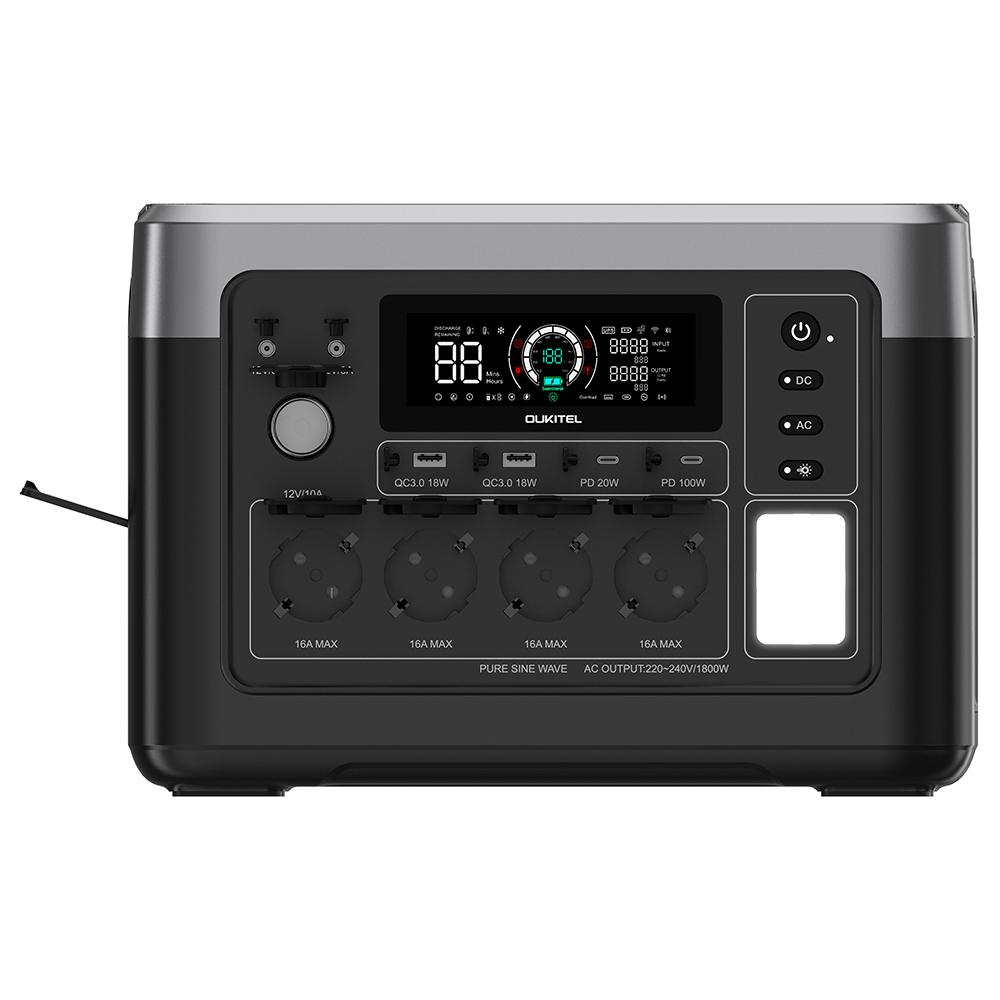 OUKITEL P1000 PLUS Portable Power Station, 1800W 1024Wh Solar Generator with LiFePO4 Battery, Fast Charging
