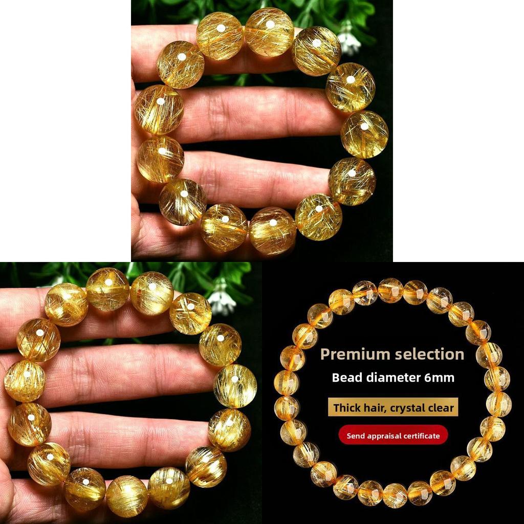 Natürliches Goldrutil-Quarz-Armband mit poliertem Finish für Paare und als Geschenk