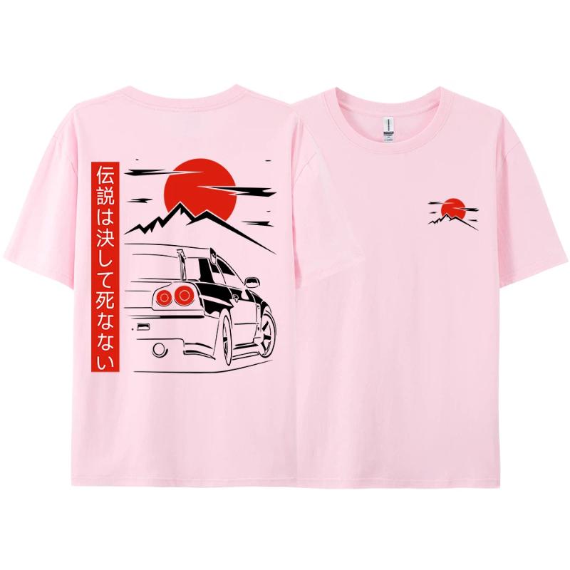 Japanse Stijl Auto JDM Cultuur GTR Racing T-shirts Mannen Vrouwen Street Wear Origineel Ontwerp Oversized 100% Katoen Paar Tops Tees