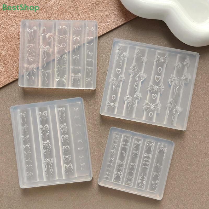 3D Nail Art Silicone Mold Ribbon Bowknot Shaped Mold Stamping Stencils UV Gel Polish Art Mould Carving Mold DIY Nail Art Design
