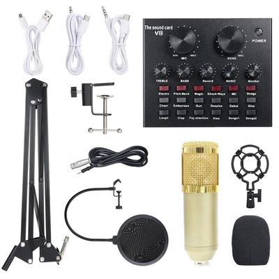 BM-800 K-Song Microphone with V8 Sound Card, NB35 Stand, and Pop Filter Set.