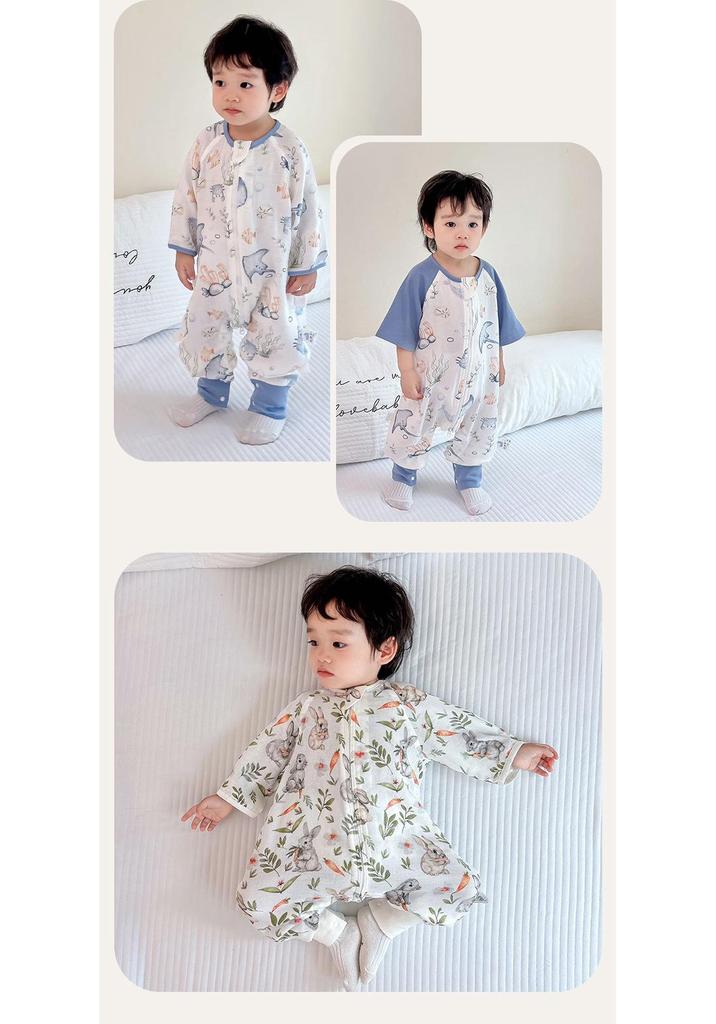 Bamboo Fiber Infant Sleeping Bag - Summer Anti-Kick Gauze Pajamas for Babies