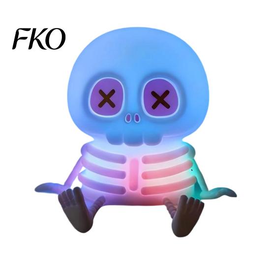 Kids Night Light Halloween Skeleton Light, Silicone Touch LED Bedside Lamp for Kids, Color Changing 8 RGB Dimmable Warm Desk Decor Bedroom Adjustable