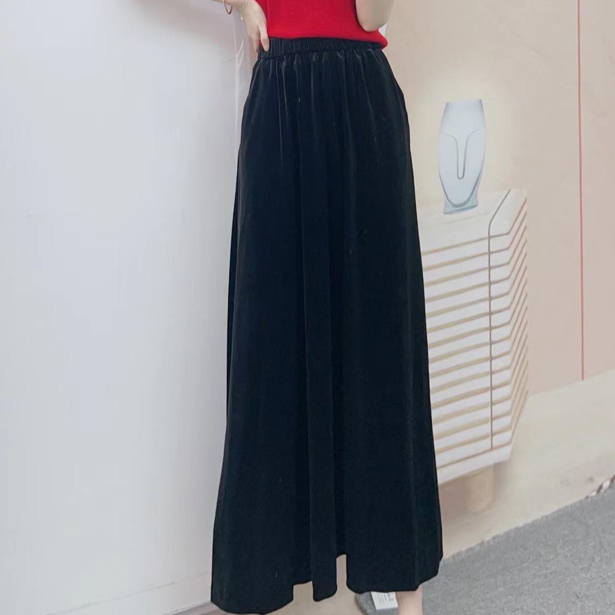 

Versatile High-Waisted Slimming Velvet Midi Skirt - Solid Color, Perfect for Spring/Autumn Clearance XL (up to 140 jin) чёрный