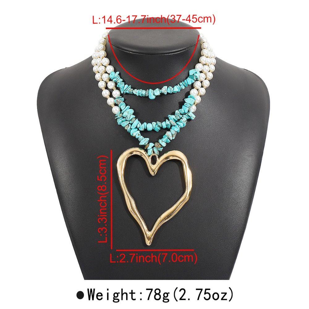 Pearl Big Love Heart Necklace Stone Conch Necklace Simple Exaggerated Choker Party