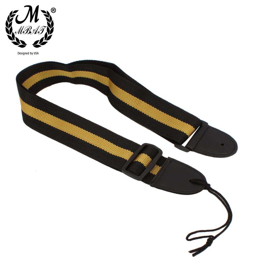 M MBAT GS-01 Striped Guitar Strap Adjustable Universal Guitar Strap Leather and Nylon Strap Guitar Parts and Accessories