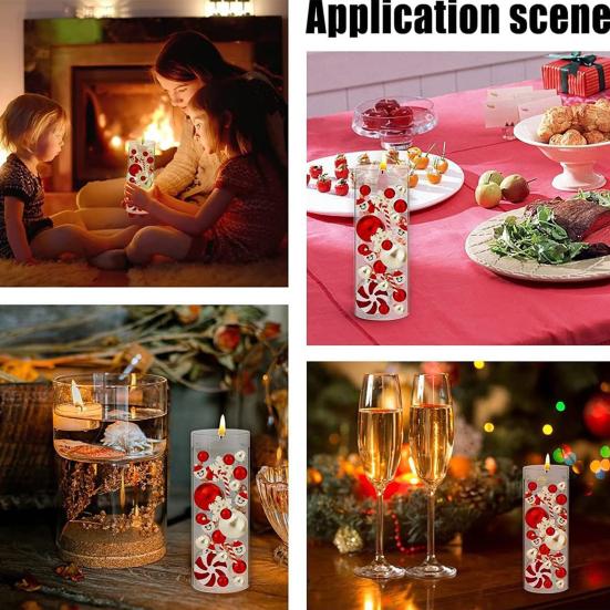 1 Set Christmas Beads Xmas Theme Decorative Anti-fading Happy Holiday Party DIY Floating Candle Faux Pearl for Gift