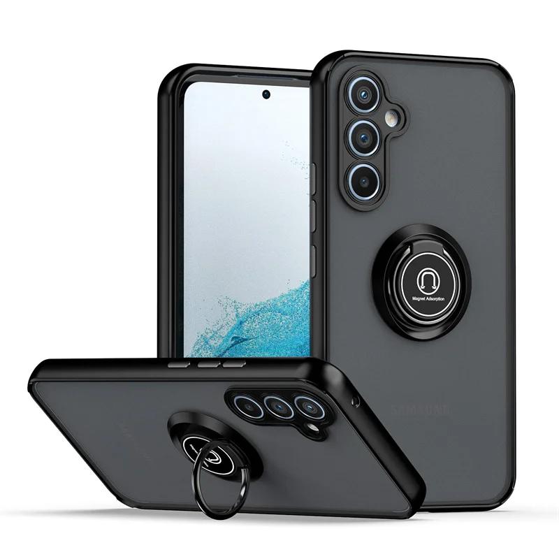 Shockproof Matte PC Armor Case For Samsung Galaxy A06 A16 A26 A36 A56 A15 A25 A35 A55 A54 A53 A52 5G Magnetic Ring Holder Cover