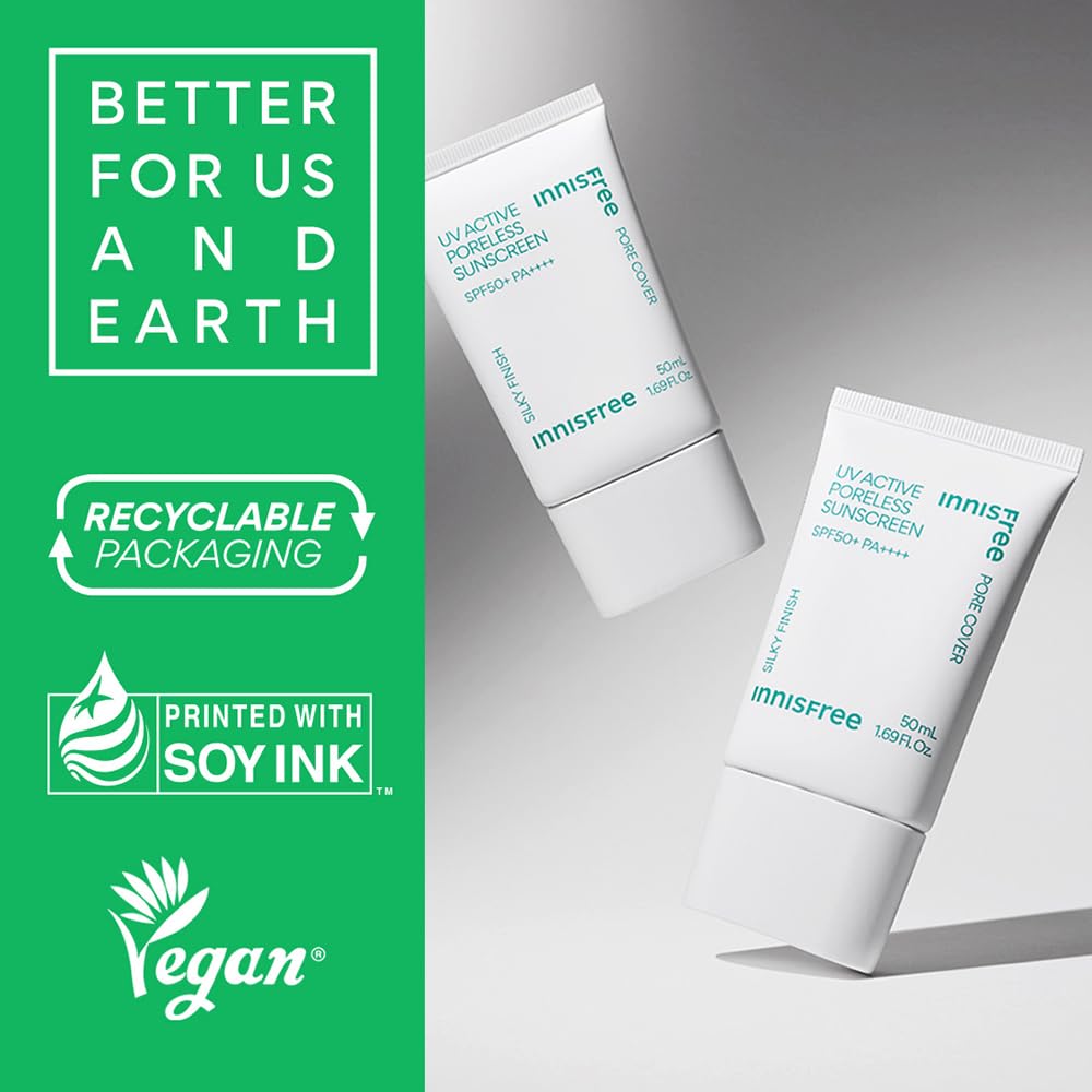 Innisfree UV Active Poreless Sunscreen 50mL Improves Improves and Covering Pores and SPF50+ / PA++++ [Makeup Base/Sunscreen] Complexion, Clarity,