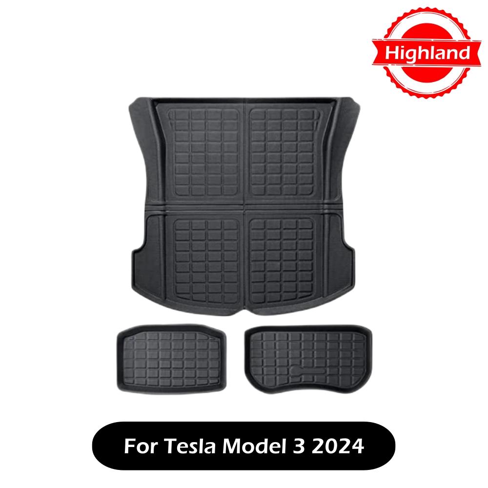 3D Floor Mats For Tesla Model 3 Highland Model Y 2017 to 2025 All Weather Floor Carpets Trunk Mats Waterproof Cargo Liner