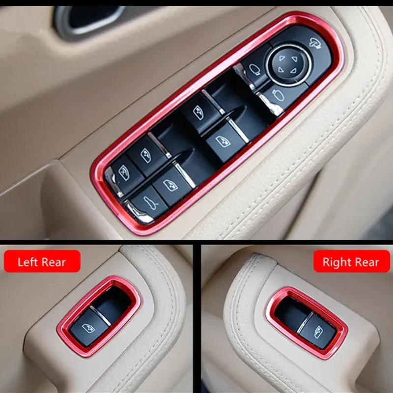 For Porsche Macan 2014-2017 Car Door Window Glass Lifting Buttons Panel Frame Red Decoration Trim Interior Accessories Stickers