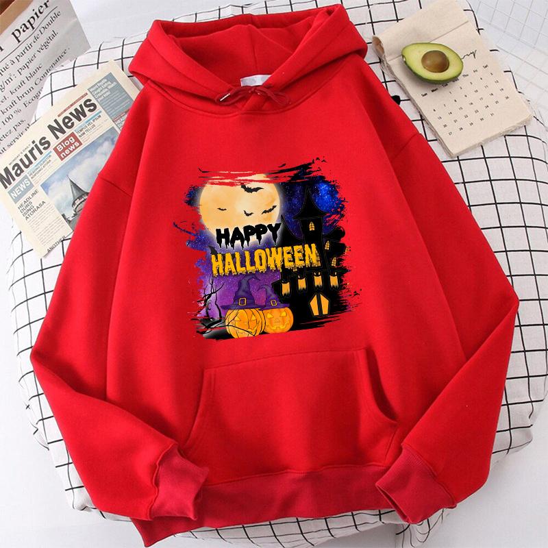 (High Quality Hoodies)Fashion Autumn And Winter Happy Halloween Print Hoodie Sweater Unisex And Women Pullover Casual Top