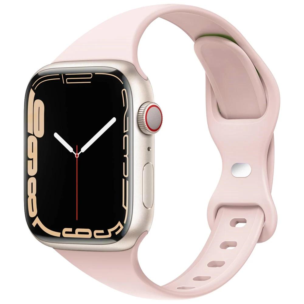 Slim Silicone Strap For Apple Watch Band 45mm 44mm 40mm 41mm 42-38mm sport bracelet iwatch series 8 7 se 3 4 5 6 9 ultra 2 49mm