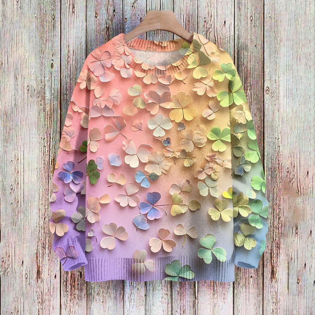 Happy  Sweatshirts For Women Knit Sweater Cute Shirt Fall Crewneck Pullover Tops