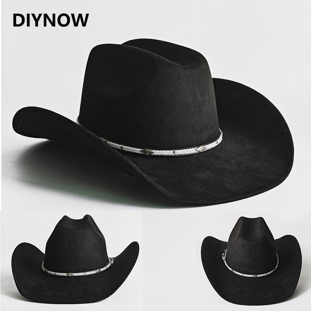 Freedom Outdoors Women's Winter Cowgirl Cowboy Vegan Suede Hat Felt Fedora Hat For Men Classic Fashionable All-Match Hat Sombrero Vaquero 56-58Cm