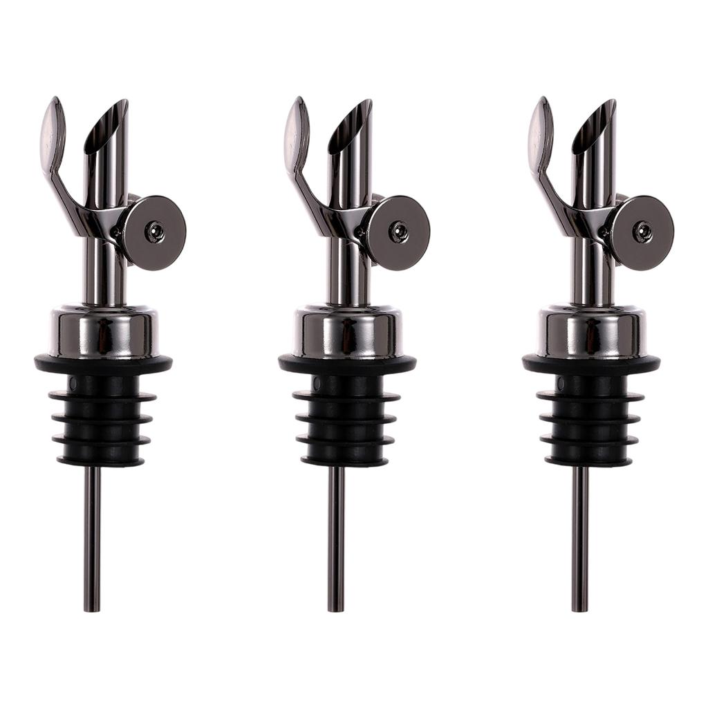 Automatic Closing Wine Pour Spouts 3Pcs Nonrust Steel Oil Dispenser For Kitchens Bar Universal Fit Drip Cover