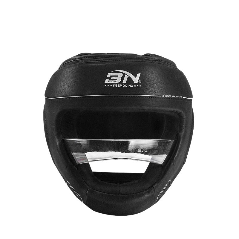 

BN Adjustable Children Adult Sanda Muay Thai Boxing Helmet W/Insert Mask Kick Martial Arts Combat Headgear Training Equipment EO One Size чорний