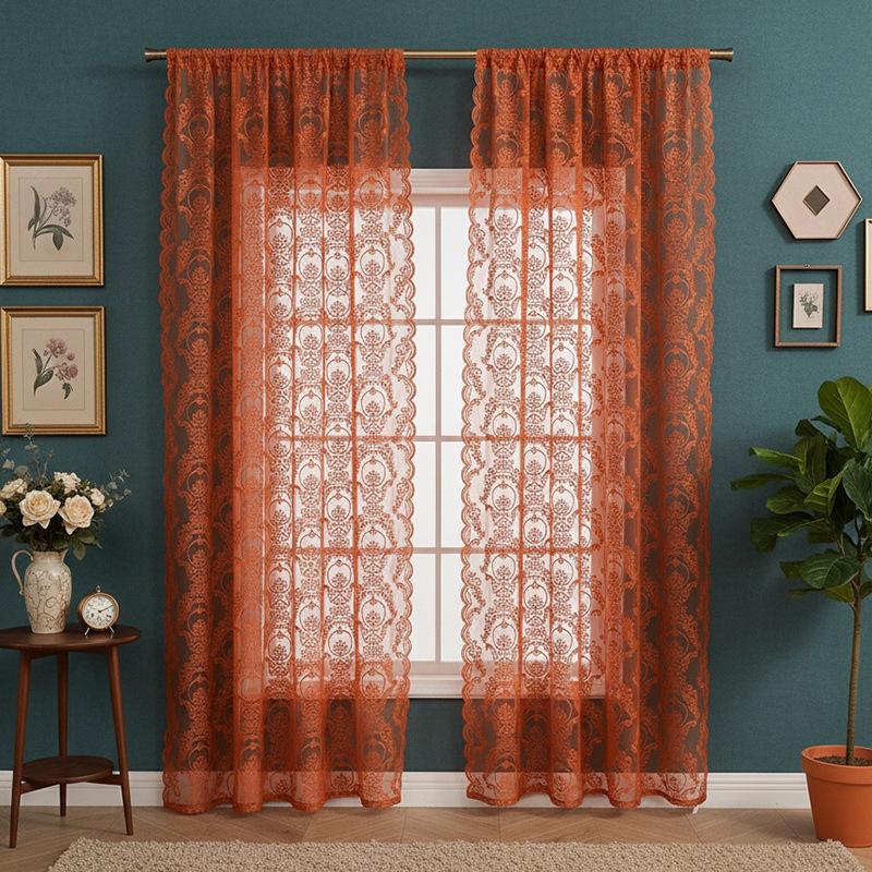 French Korean Wave Lace Gauze Curtain Living Room Bedroom Balcony Curtain Embroidery Partition Finished Curtain