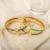 Popularity Stainless Steel Colorful Sweet Enamel Shell Bangle for Women Round Roman Numerals Bracelet Waterproof Trendy Jewelry
