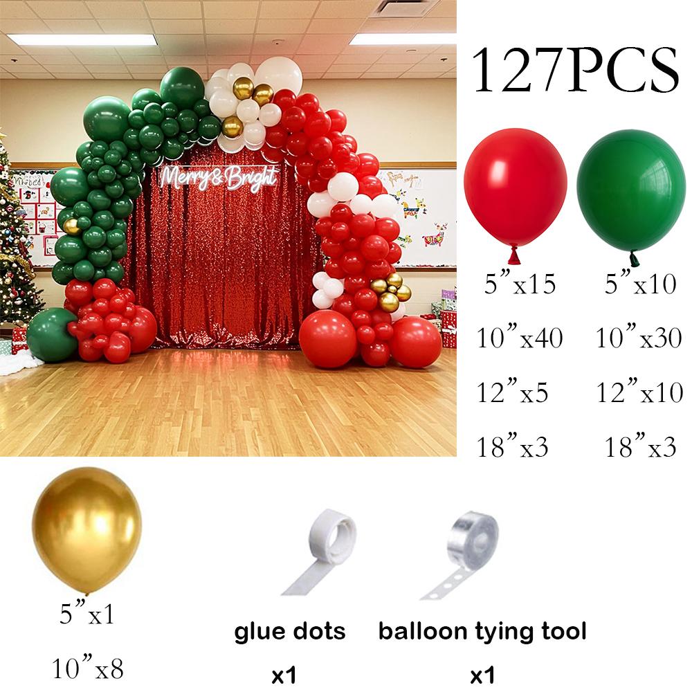 

Christmas Green Red Balloons Garland Metal Gold Balloon Arch Kit Xmas Home Party Christmas Festival Background Decoration Globos As Picture