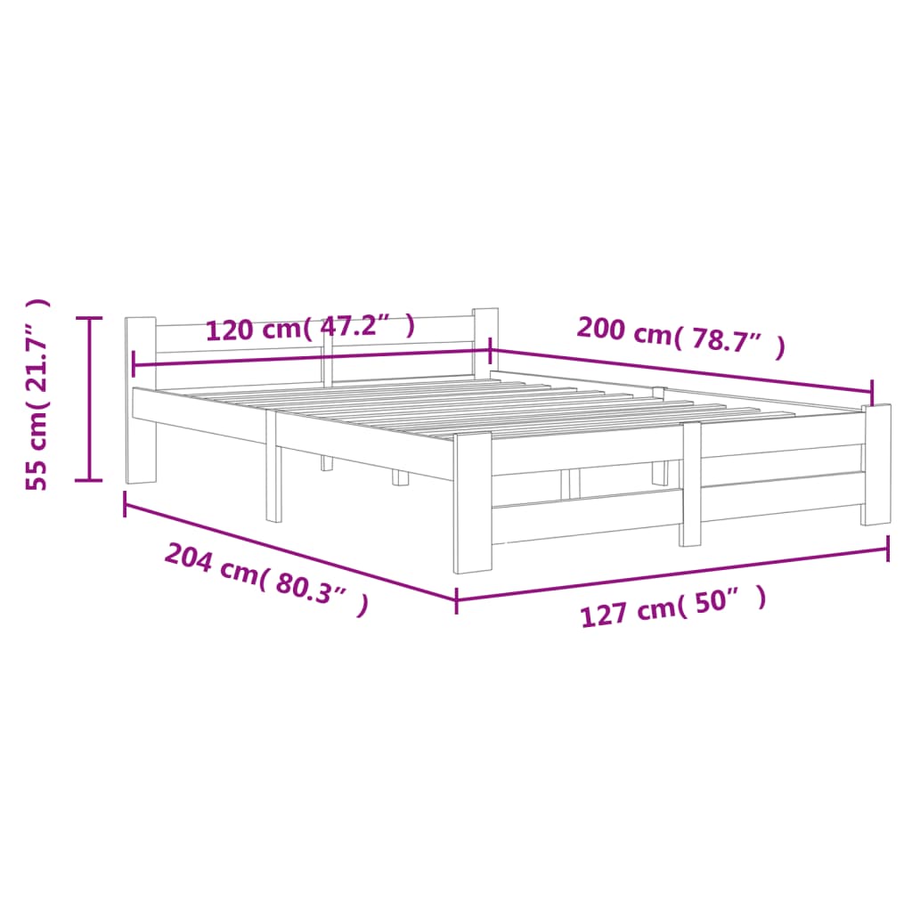 Solid Pine Wood Bed Frame 120 X 200 Cm