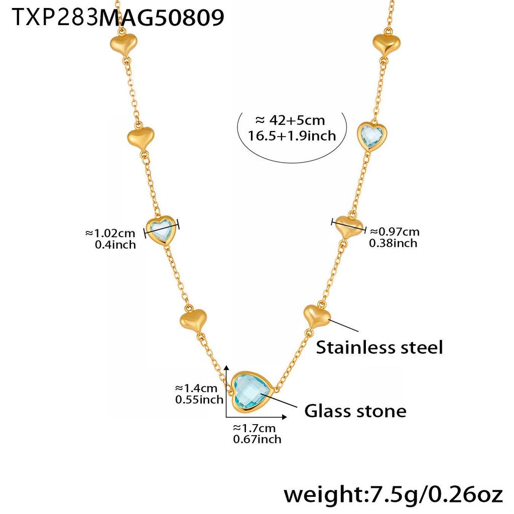 Qiong Yao 18k Gold-Plated Faceted Glass Stone Heart Necklace