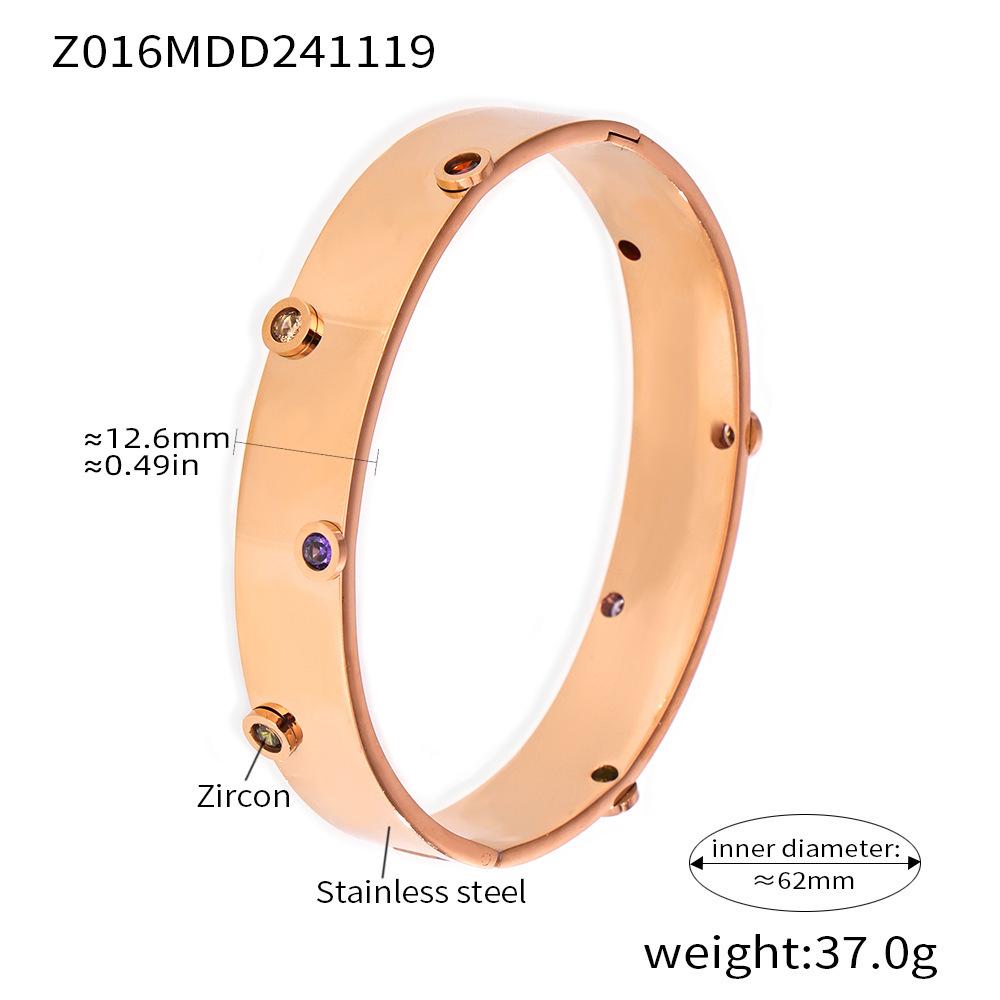 Qiong Yao Zirconia Inlaid Stainless Steel Bracelet - Fade-resistant, Fashionable Texture for European & American Styles