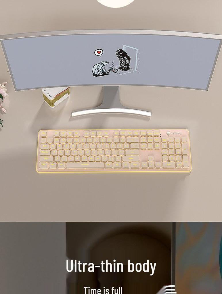 Wolfwalker Silent Wireless Keyboard & Mouse Set - Wired for Comfortable Typing & Gaming, Ideal for Office Use.