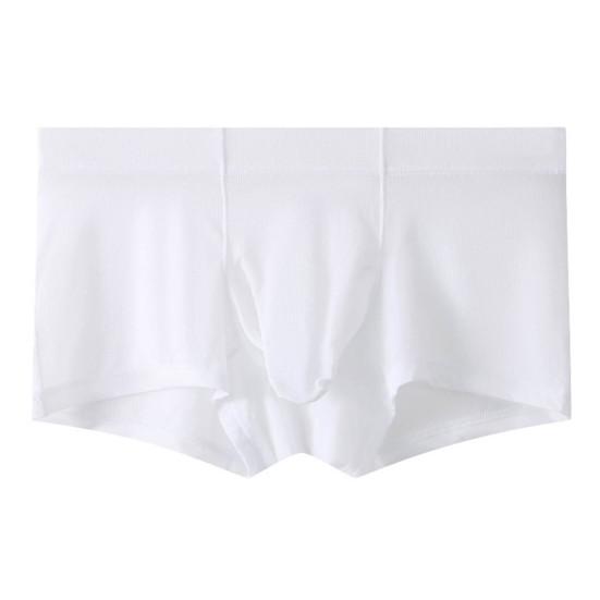 Men Ice Silk Underwear Mid-rise High Elasticity Slim Fit Shorts Briefs Solid Color