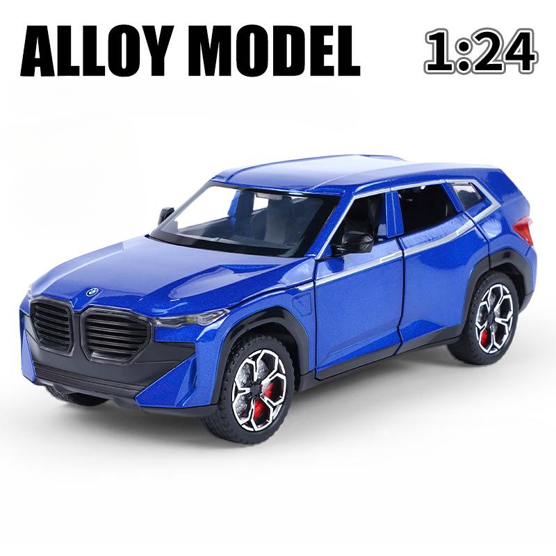 1/24 Scale BMW XM SUV Alloy Diecast Car Model Toy Simulation Off-Road Vehicles with Sound Light Spray Collection Toys for Kids Gifts