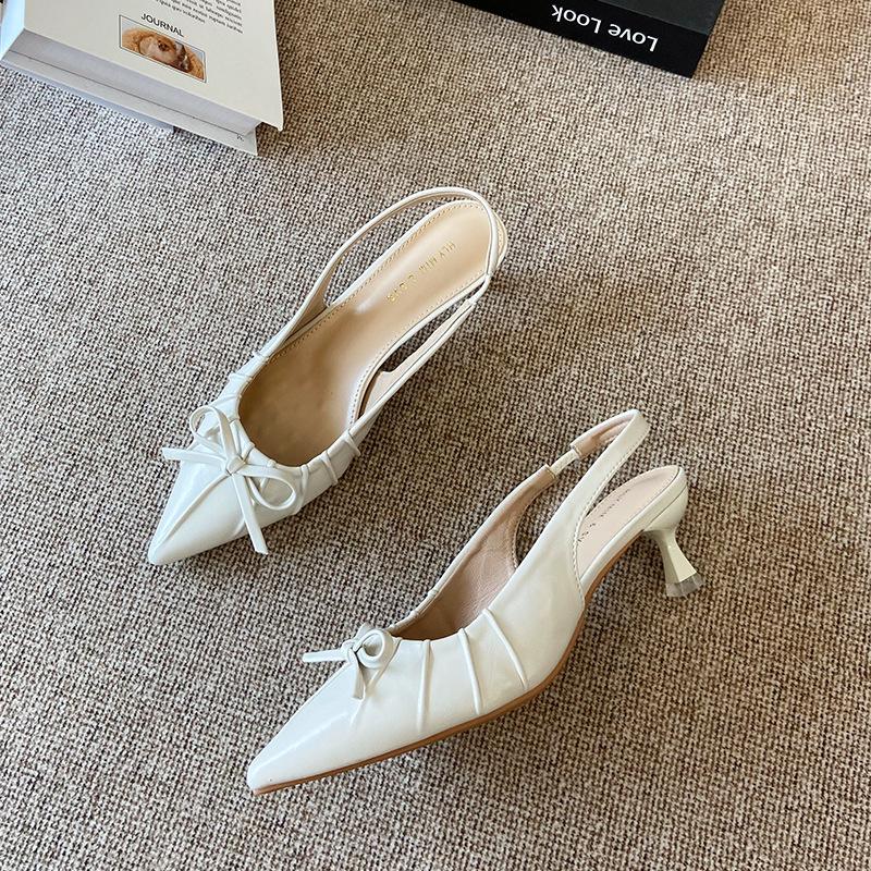 2025 spring new pointed head, thin heel, high heel temperament, thin, fashionable, sexy and beautiful, with women's shoes after the head.