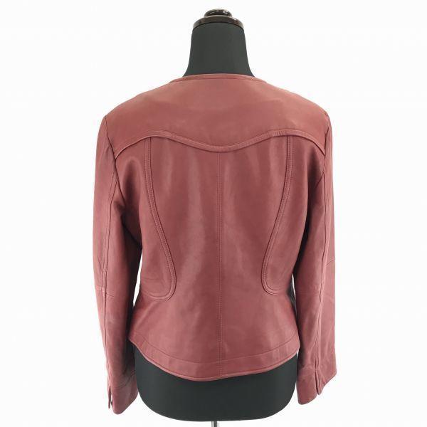 Diarge/Lamb Leather Riders Jacket/40/Women’s L/Red/Sheep Leather/Nocollar/Simple Silhouette(USED)