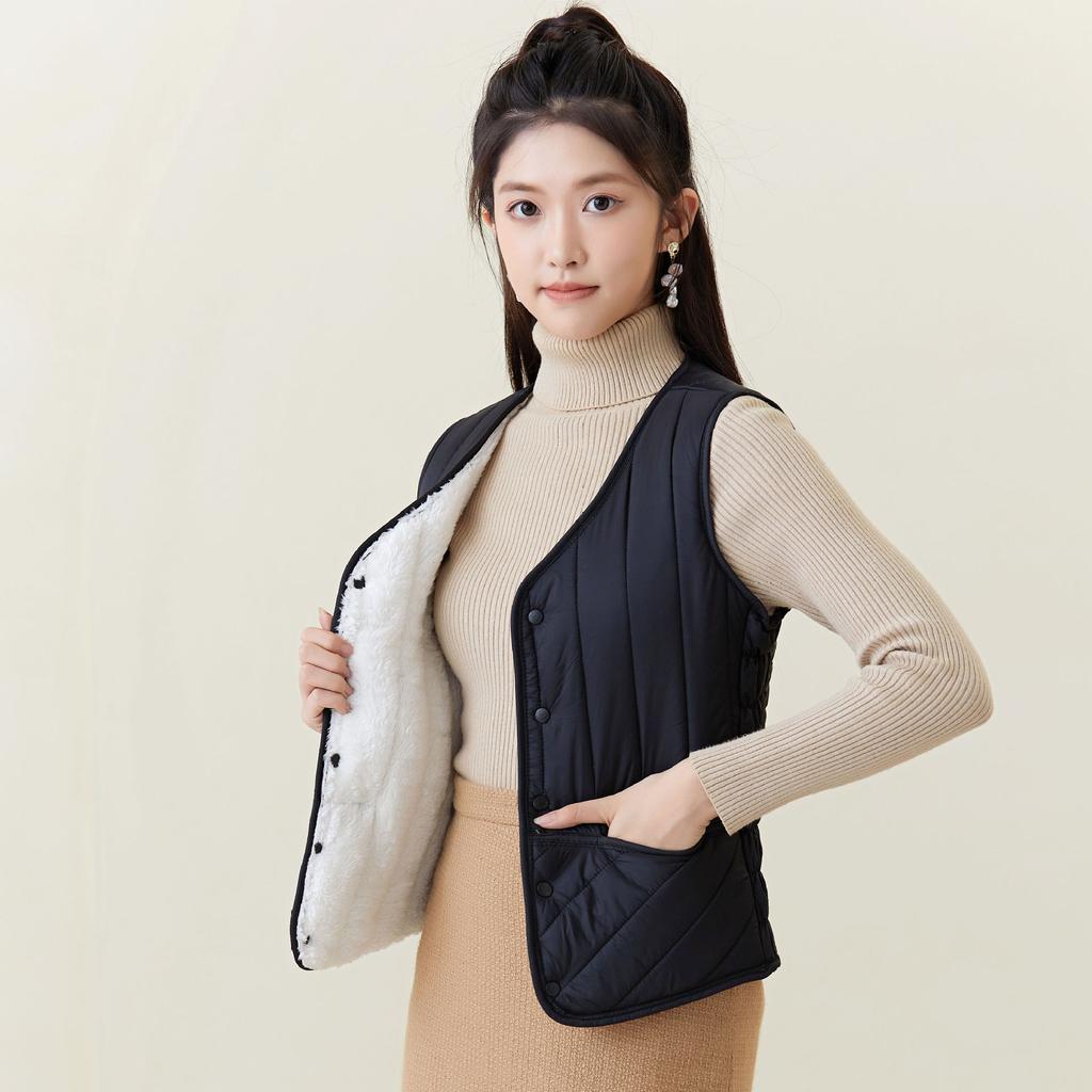 Women's Winter Down Cotton Padded Winter Lightweight Double-sided Warm Students Home Female Cotton Vests Fashionable and Warm