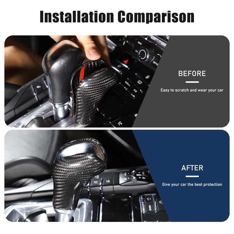 Real Carbon Fiber Car Gear Shift Knob Cover Trim Sticker Fit for Porsche Cayenne 2011-2017 Auto Interior Accessories