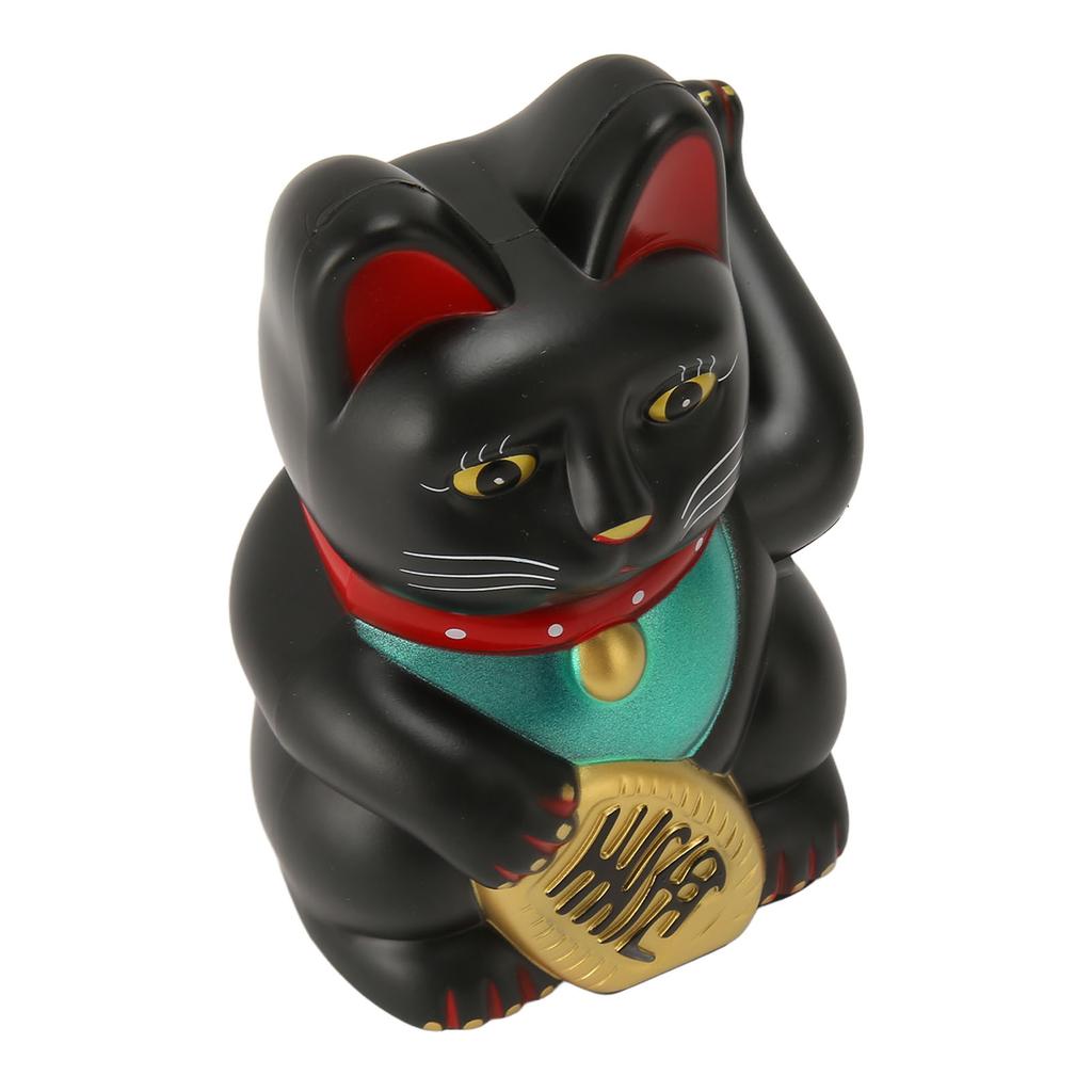 Lucky Cat 6 Inch Plastic Electric Fortune Cat Figurine for Entryway Home Gift New Store Opening Black 0256E