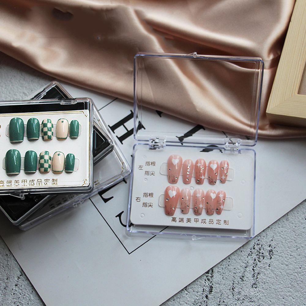 Shelf Nail Storage Box Transparent Square Flip Box Nail Tips Display Container False Nail Organizer