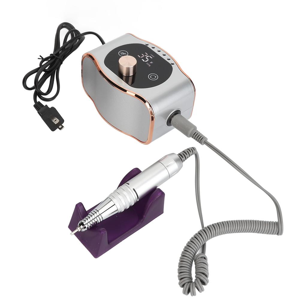 Touch Screen Nail Drill Machine 35000rpm Double Sided PU Leather Electronic Nail Grinder Machine US 