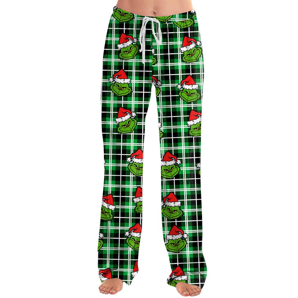 Damen Pyjamahose Nachtwäsche Lässige Hose mit Kordelzug und elastischer Taille Bequeme gerade lockere Yogahose