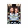 Funny Couple Cartoon Portrait Poster Money CEO Caricature Prints Big Boss Personalized Gift Businessman Office Wall Art Canvas