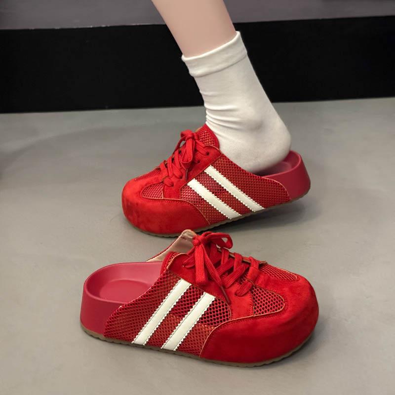 Baotou Half Slippers Women Wear New Spring Retro Comfortable Women's Platform Without Heels Lazy Shoes