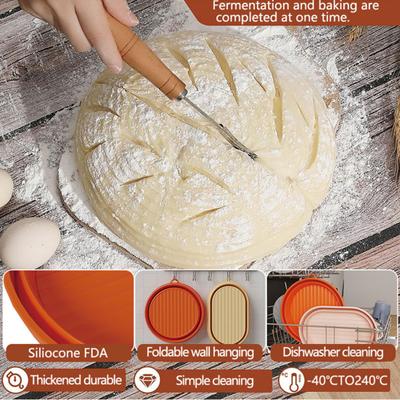 Silicone Bread Fermentation Basket Round Oval Dough Proofing Box Oven Safe Collapsible Sourdough Baking Supplies