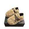 Thick-soled fluffy shoes for women to wear outside 2025 autumn and winter new bag head half slippers with velvet to keep warm ins home cotton dr