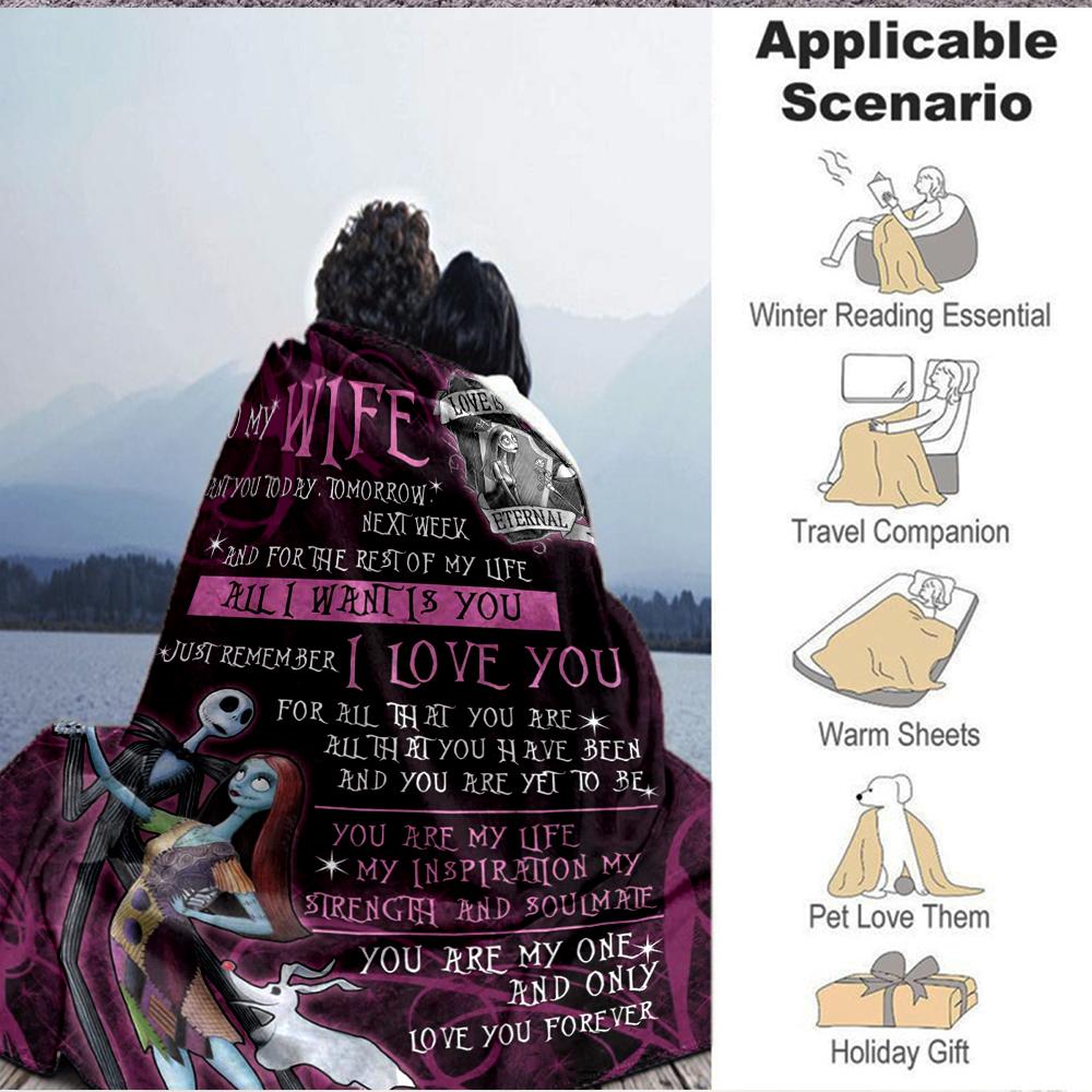 1Pc Love Eternal Nightmare Theme Blanket Soft And Comfortable Casual Warm Camping Travel Christmas Halloween Xmas Gift M924543