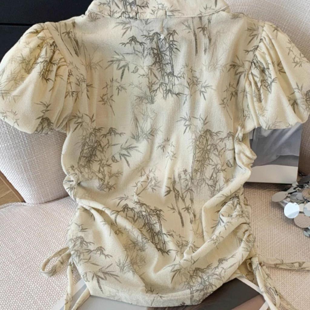 Versatile Temperament Stand-up Collar Outer Shirt Short-sleeved Summer Unique Top
