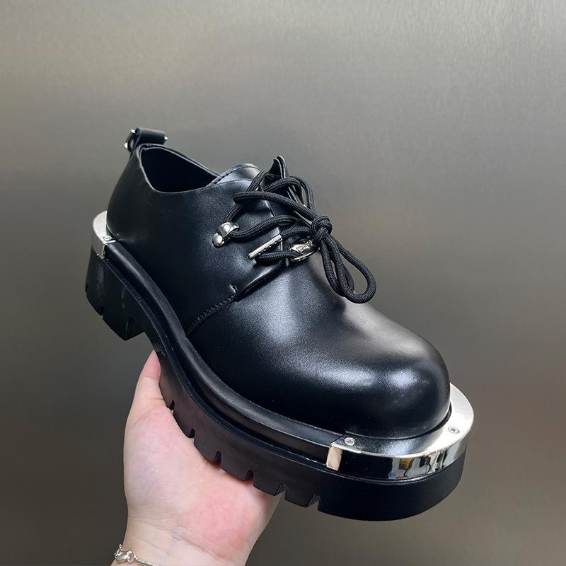 

Модный стиль Мужские дерби Плоские Бренд Мужская обувь Чисто черные туфли Толстая подошва 3 см Большой размер 45 45 чёрный